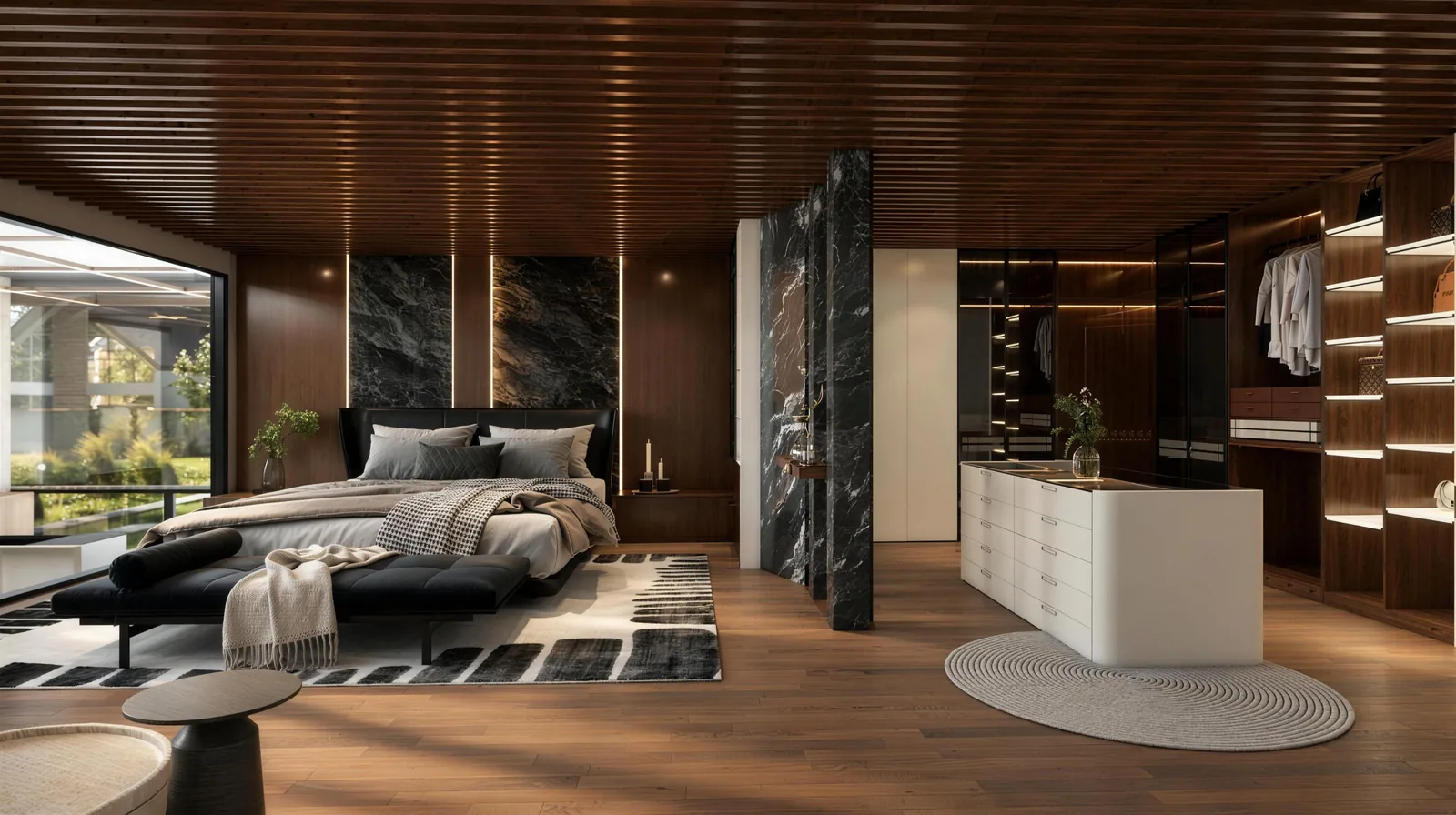 Master Suite & Walk-in Wardrobe: Dressing Island &middot; Luxe Storage