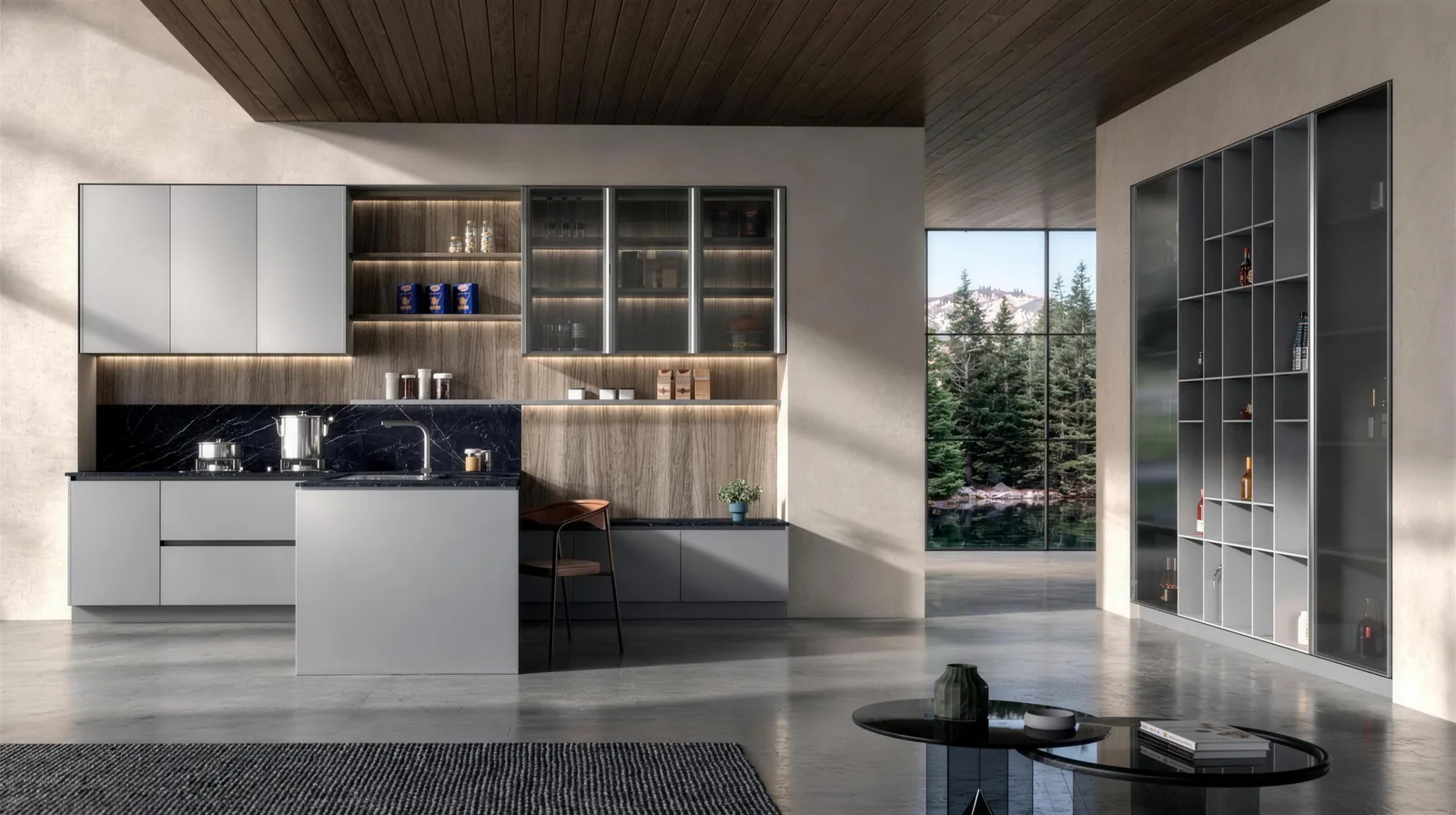Wood & Stone Kitchen: Black Marble Splashback