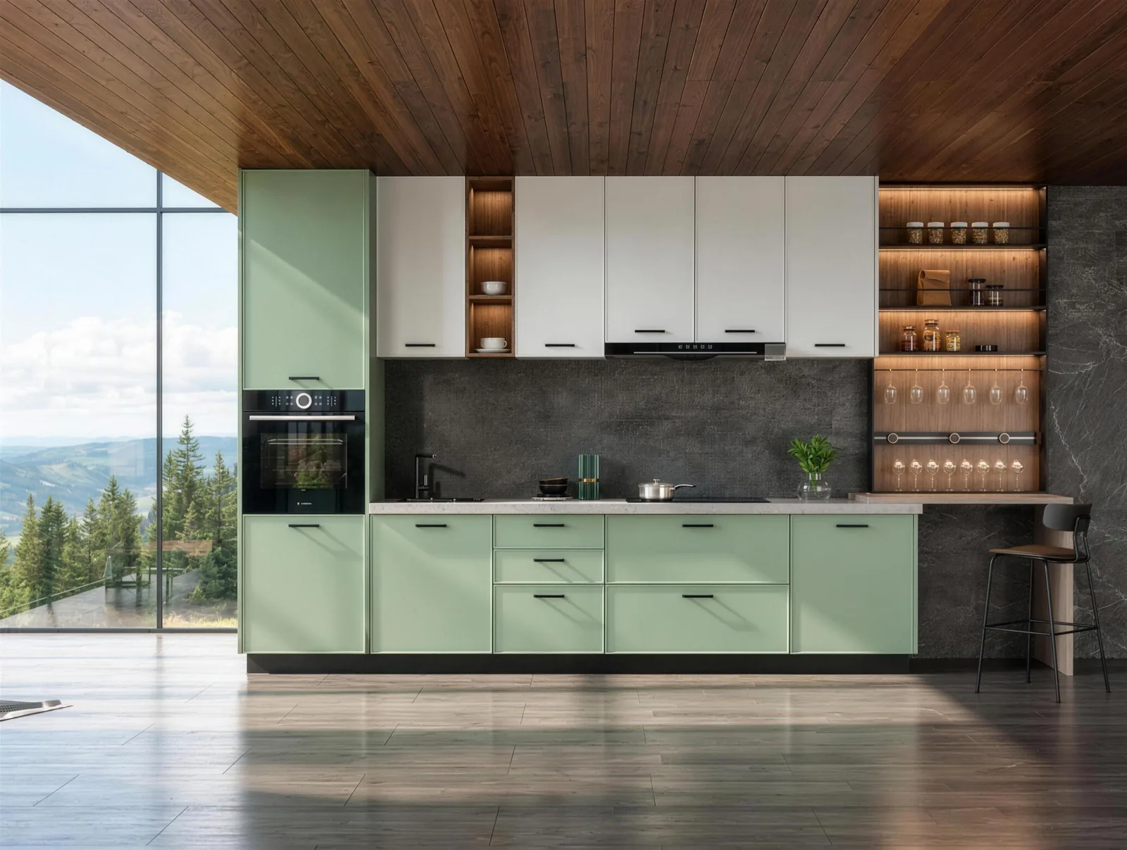Mountain Retreat Kitchen: Two-Tone Cabinetry &middot; Infinity View