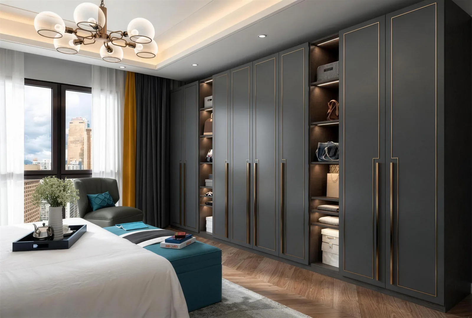 Executive Walk-in Wardrobe: Glass-Front Storage &middot; Dressing Table